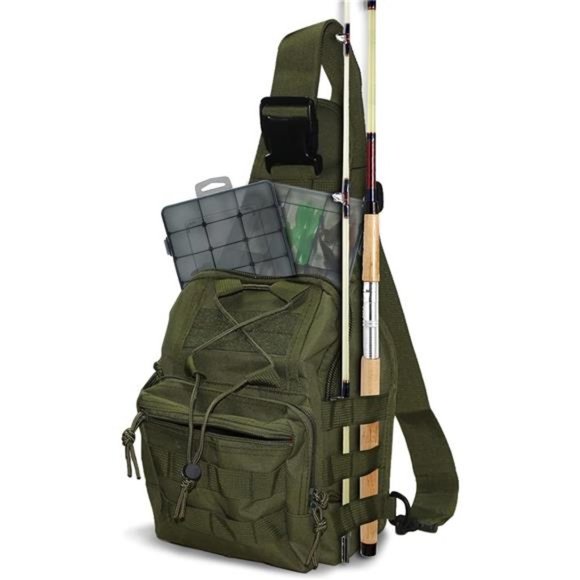 DEILAI Fishing Bag Fishing Tackle Backpack with Rod Holder Waterproof Gear Sling - Picture 1 of 7